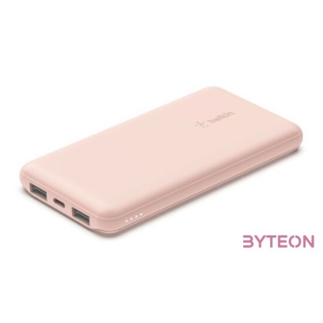 POWERBANK 10.000 MAH 12W INKL. USB-A,USB-C KABEL 15CM ROSA