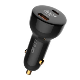 LDNIO C101 Car Charger, USB + USB-C, 100W + USB-C to Lightning Cable (Black)