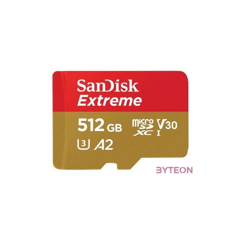 EXTREME MICROSDXC 512GBSD ADAPATER 190MB,S 130MB,S A2 C10