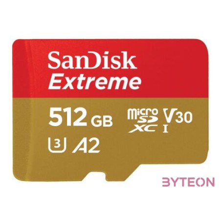 EXTREME MICROSDXC 512GBSD ADAPATER 190MB,S 130MB,S A2 C10
