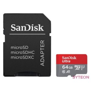 SANDISK ULTRA MICROSDXC 64GB  SD ADAPTER 140MB,S A1 CLASS 10