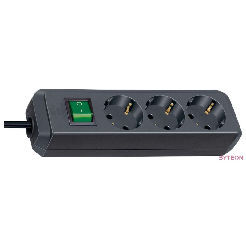 SOCKET STRIP WITH SWITCH 3-WAY BLACK ECO-LINE 15M PROTECTIVE CO