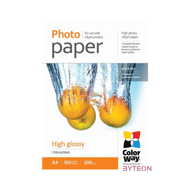 ColorWay PG200100A4 A4 magasfényű fotópapír (100 db,csomag)