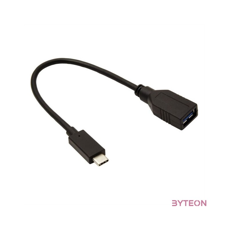 Roline 11.02.9030 USB-A - USB-C (apa - apa) kábel 0.15m - Fekete