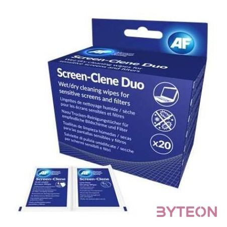 AF Screen-Clene Duo Nedves-száraz Tisztítókendő képernyőhöz (20 db , csomag)