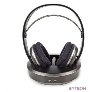 Nedis HPRF210BK Rádiófrekvenciás Vezeték Nélküli Fejhallgató  Töltőállomás Fekete , Ezüst