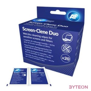 AF Screen-Clene Duo Nedves-száraz Tisztítókendő képernyőhöz (20 db , csomag)