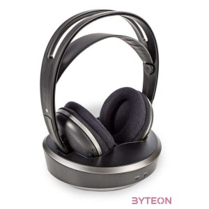 Nedis HPRF210BK Rádiófrekvenciás Vezeték Nélküli Fejhallgató  Töltőállomás Fekete , Ezüst