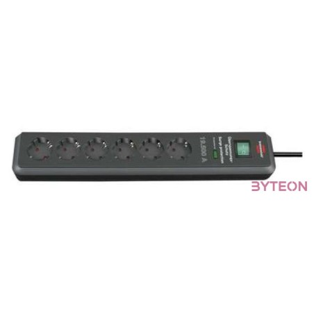 Brennenstuhl Secure-Tec 220V hálózati elosztó 6 aljzatos túlfeszültség védő 2.0m - Fekete