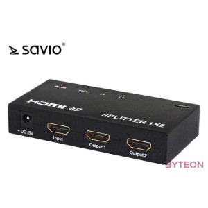 SAVIO HDMI - HDMI x 2 Splitter Fekete