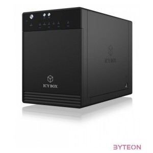 RaidSonic Icy Box IB-3740-C31 4x 3.5 USB 3.1 Gen 2 Type-C Külső HDD ház - Fekete