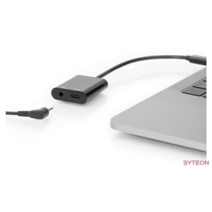 Digitus USB-C-típusú Splitter kábel (USB-C apa - 3.5mm jack  USB-C anya) 0.2m - Fekete