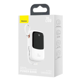 Powerbank Baseus Qpow PRO with cable, 20000mAh, 20W (White)