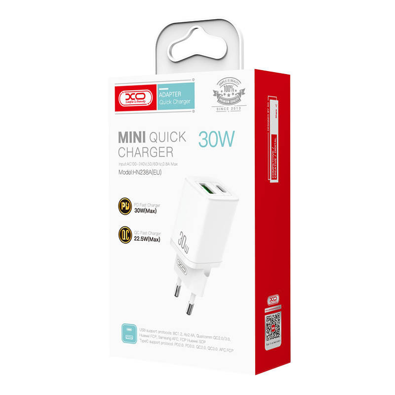 Mini Wall Charger XO HN238A 30W, PD (white)