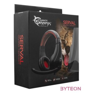 White Shark GH-2040 SERVAL Gaming Headset Fekete,Piros