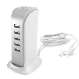 Dudao A5EU 5x USB charger + power cable (white)