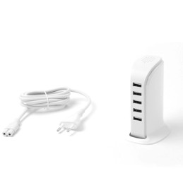 Dudao A5EU 5x USB charger + power cable (white)