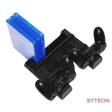 FroggieX PS4 konzol hűtő  töltőállomás  lemez tartó - Fekete