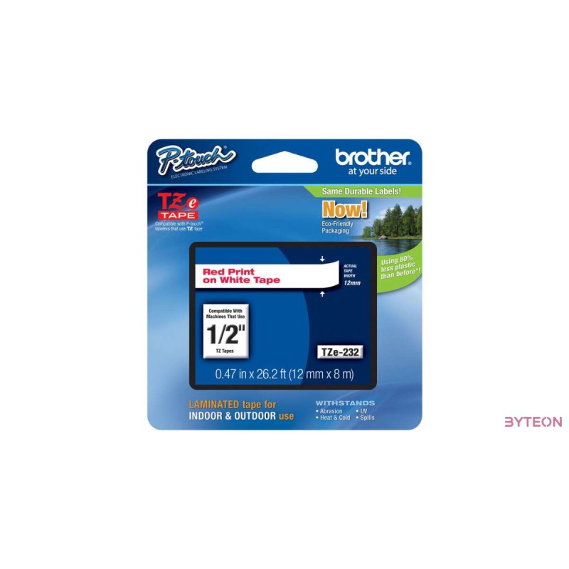 Brother TZE-232 (12mm, 8m) laminált szalag - Fehér