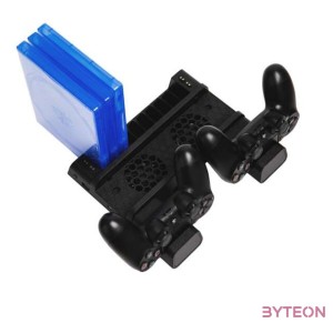 FroggieX PS4 konzol hűtő  töltőállomás  lemez tartó - Fekete