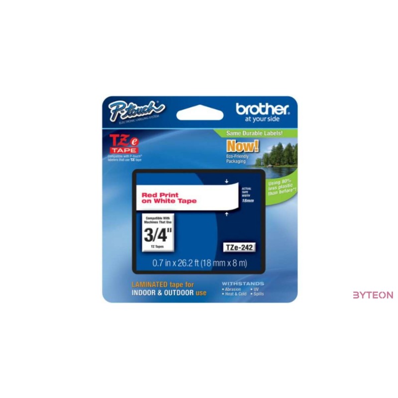 Brother TZE-242 (18mm, 8m) laminált szalag - Fehér