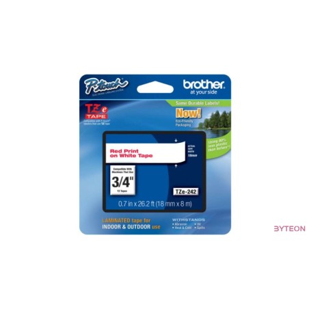 Brother TZE-242 (18mm, 8m) laminált szalag - Fehér