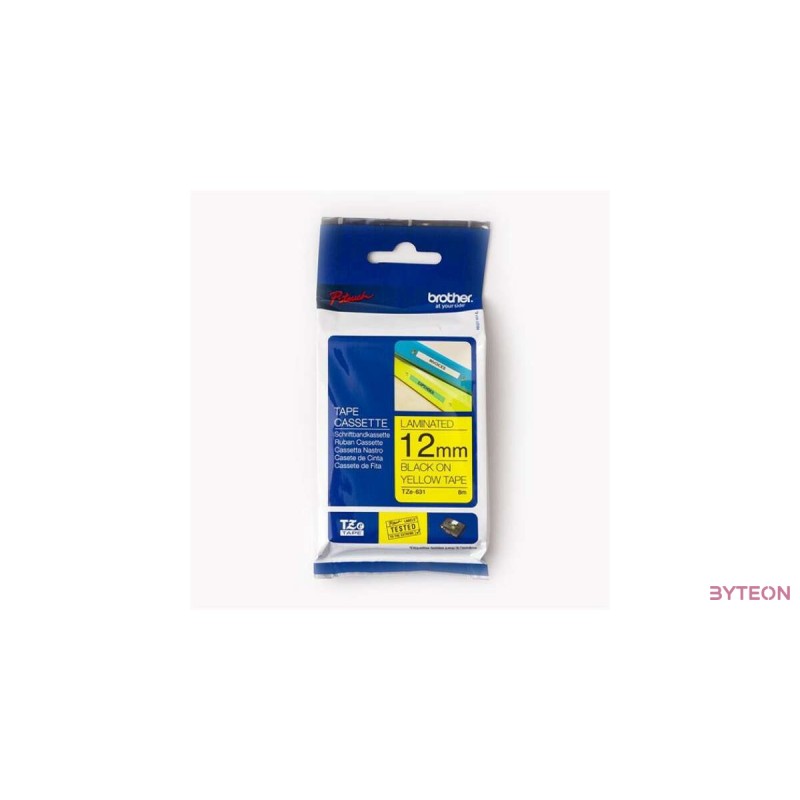 Brother TZE-631 (12mm, 8m) laminált szalag - Sárga