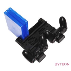 FroggieX PS4 konzol hűtő  töltőállomás  lemez tartó - Fekete