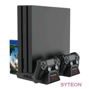 FroggieX PS4 konzol hűtő  töltőállomás  lemez tartó - Fekete