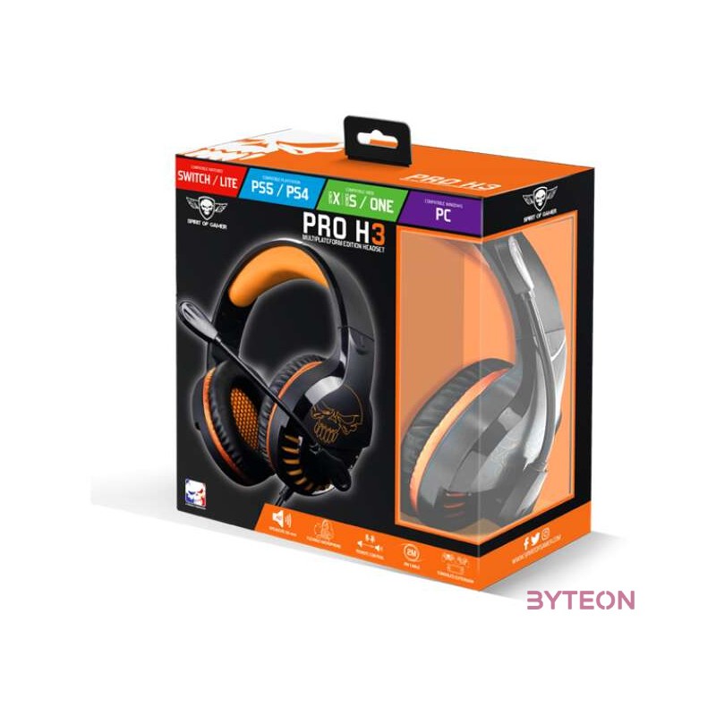 Spirit of Gamer PRO-H3 Multiplatform Edition Gaming Headset Fekete,Narancssárga