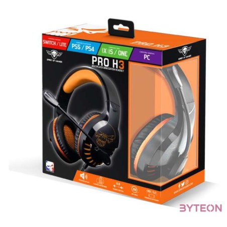 Spirit of Gamer PRO-H3 Multiplatform Edition Gaming Headset Fekete,Narancssárga