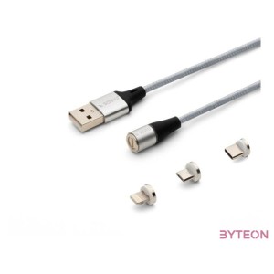 Savio USB 2.0 A - USB C,Micro USB,Lightning kábel 2m - Ezüst