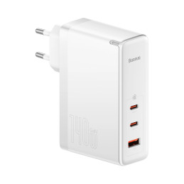 Baseus GaN5 Pro Gyorstöltő, 2xUSB-C + USB, 140W (fehér)