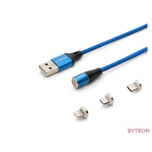 Savio USB 2.0 A - USB C,Micro USB,Lightning kábel 2m - Kék
