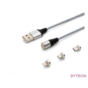 Savio USB 2.0 A - USB C,Micro USB,Lightning kábel 2m - Ezüst