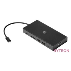 HP Travel USB C HUB (2 port) Fekete