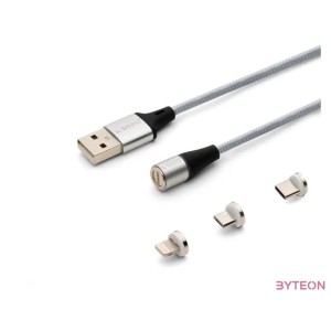 Savio USB 2.0 A - USB C,Micro USB,Lightning kábel 2m - Ezüst