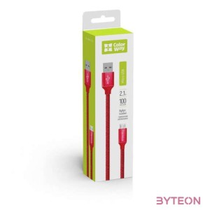 ColorWay CBUM002 USB-A apa - Micro USB-B Type apa Adat és töltő kábel (1m) - Piros