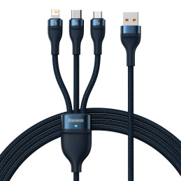 3in1 USB cable Baseus USB 3in1 Baseus Flash Series,  USB-C + Micro + Lightning 66W, 1.2m (blue)