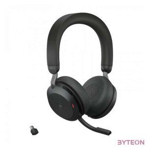 Jabra Evolve2 75 MS Wireless Headset  Link380c dongle - Fekete