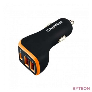 Canyon CNE-CCA08BO 2xUSB  USB-C Autós töltő (18W)