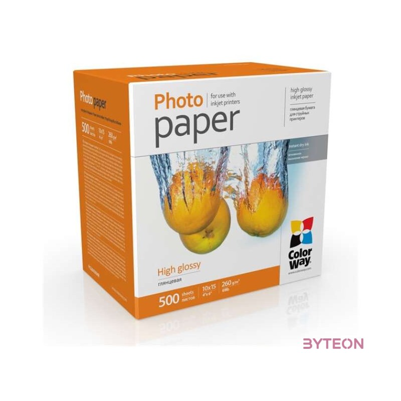 ColorWay PG2605004R 10x15 cm Magasfényű Fotópapír (500 db,csomag)