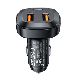 Car Charger Acefast B9, 66W, 2x USB + USB-C (black)