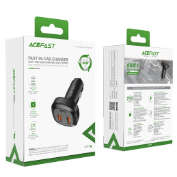 Car Charger Acefast B9, 66W, 2x USB + USB-C (black)