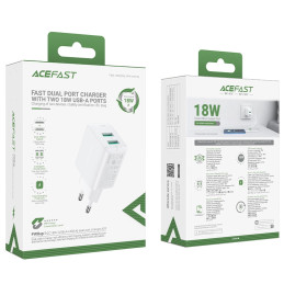 Wall Charger Acefast A33, 2x USB, 18W, QC3.0 (white)