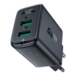 Wall Charger Acefast A33, 2x USB, 18W, QC3.0 (czarna)