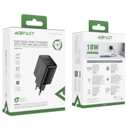 Wall Charger Acefast A33, 2x USB, 18W, QC3.0 (czarna)