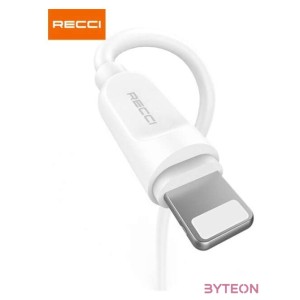 Recci RCL-P200W USB-A apa - Lightning apa Adat és töltő kábel - Fehér (2m)