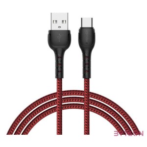 Recci RTC-N16CR USB-A apa - USB Type-C apa Adat és töltő kábel - Piros (1m)