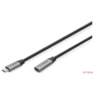 Digitus DB-300230-010-S USB-C apa - USB-C anya 3.0 Hosszabbító kábel - Fekete (1m)